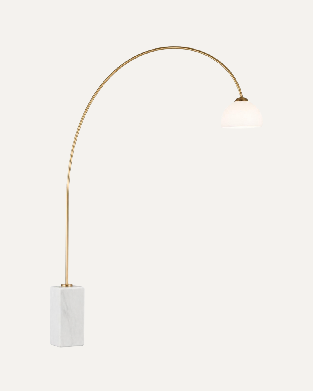 Veyraine Arc Floor Lamp in brushed brass and white marble