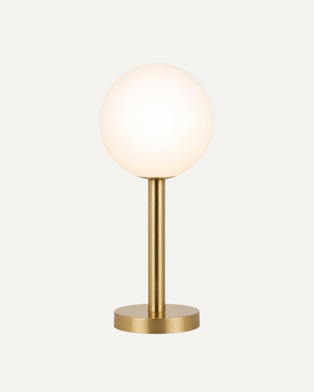 Veyraine Orb Table Lamp with opal glass globe and brass stem